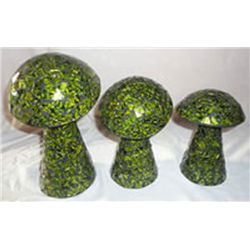 DECORATIVE GREEN SPHERES BLOWN GLASS  WITH CLAY CENTERP