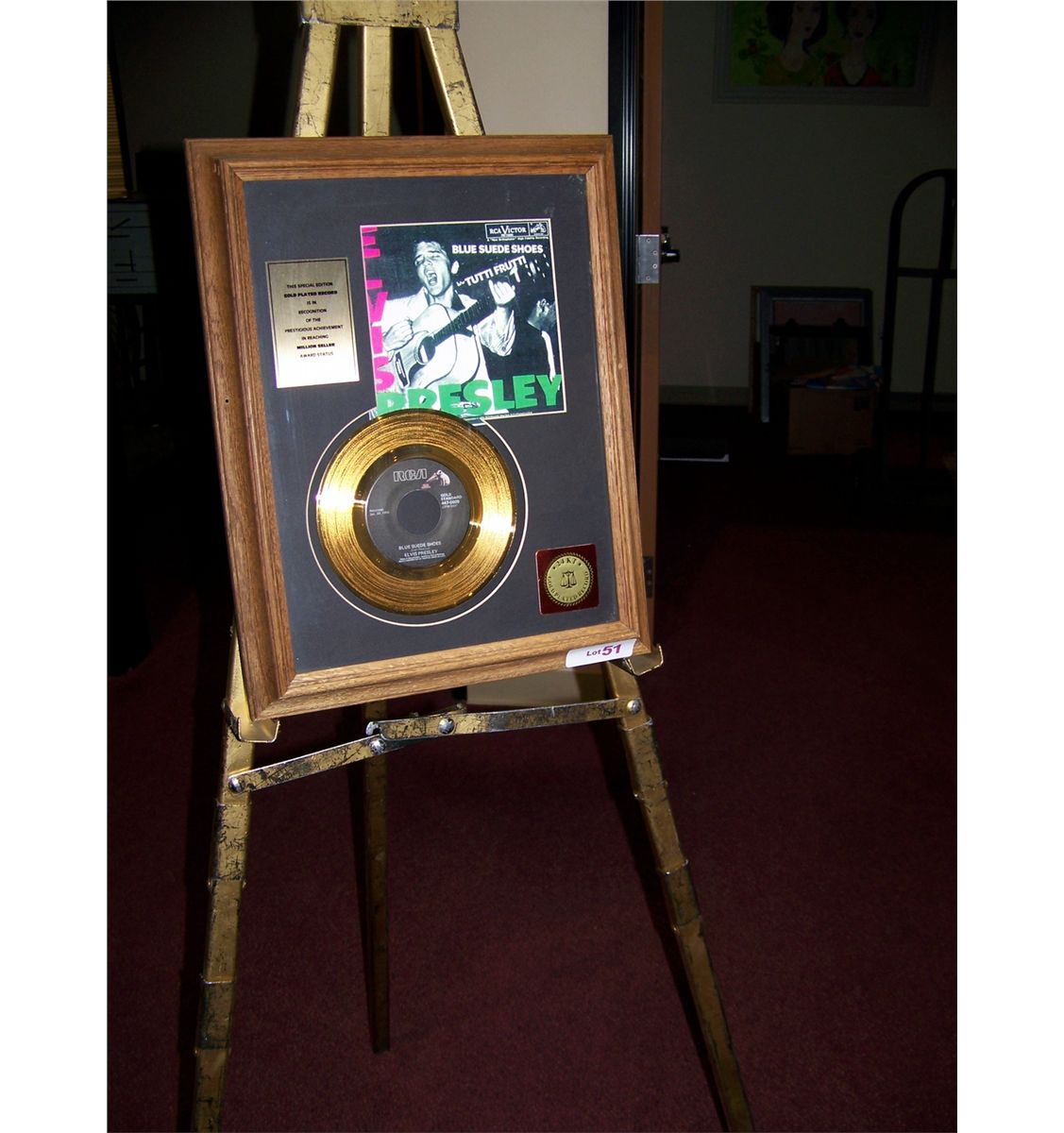 ELVIS PRESLEY FRAMED 24K GOLD PLATED "BLUE SUEDE SHOES" 45 RECORD ...