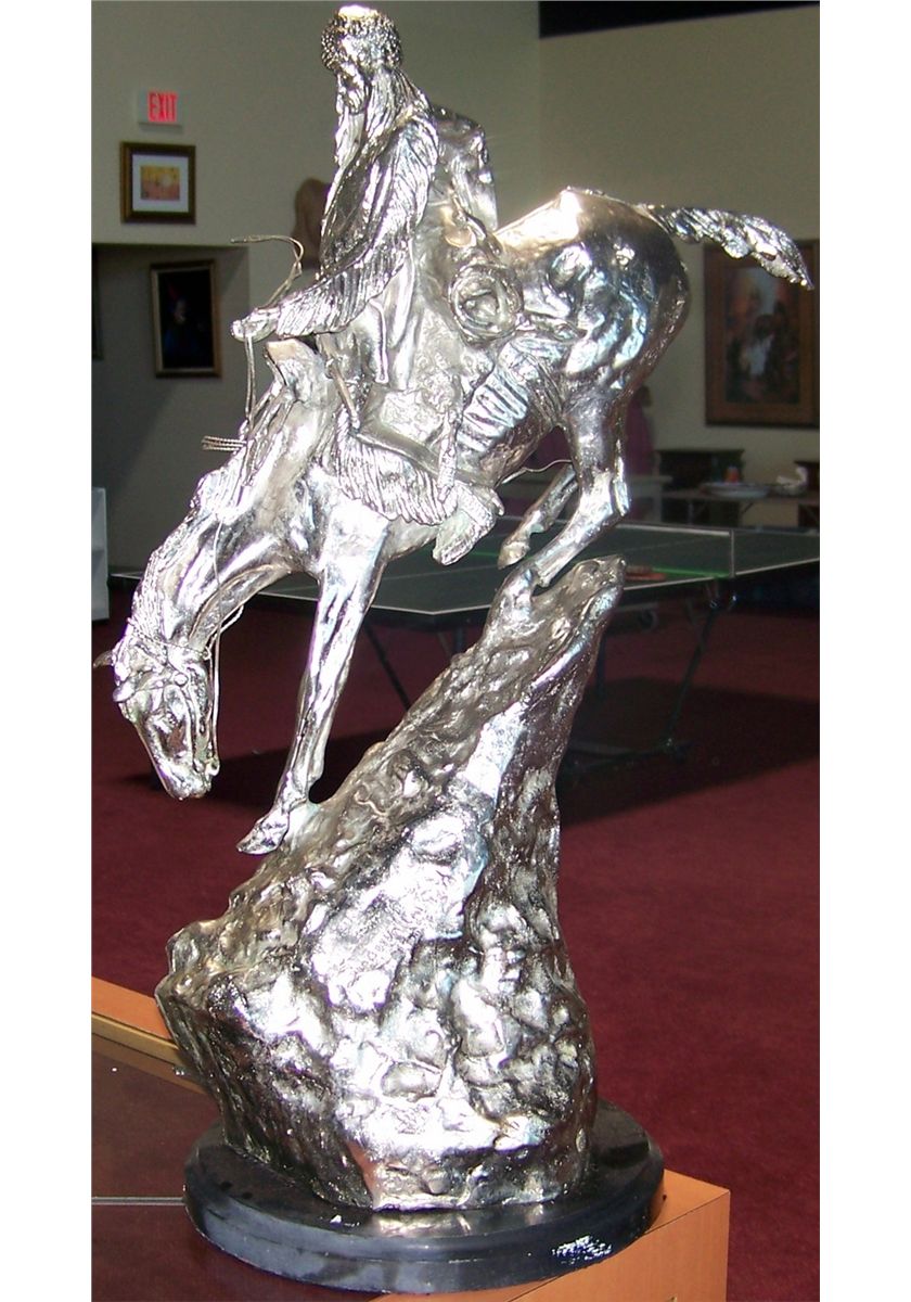 FREDERIC REMINGTON "THE MOUNTIAN MAN" STERLING SILVER PLATED BRONZE
