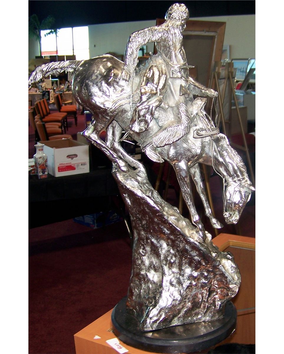 FREDERIC REMINGTON "THE MOUNTIAN MAN" STERLING SILVER PLATED BRONZE