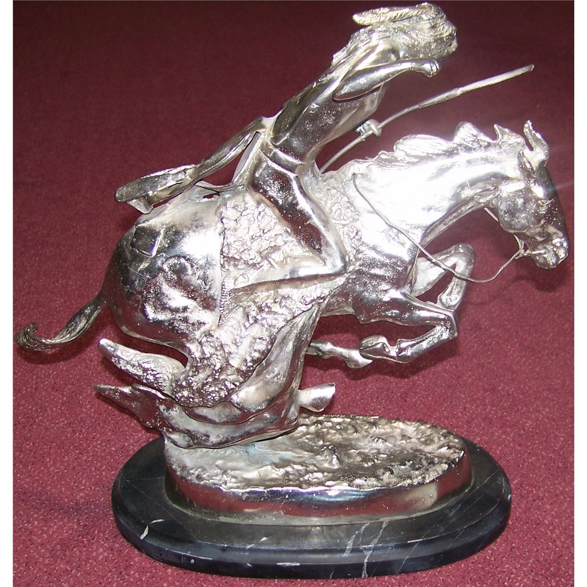 FREDERIC REMINGTON "THE CHEYENNE" STERLING SILVER PLATED BRONZE.
