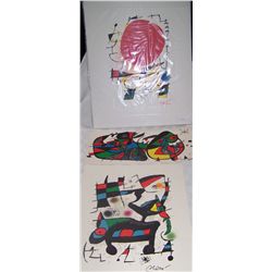 LOT OF (3) JOAN MIRO UNFRAMED LITHOGRAPHS, PLATE SIGNED