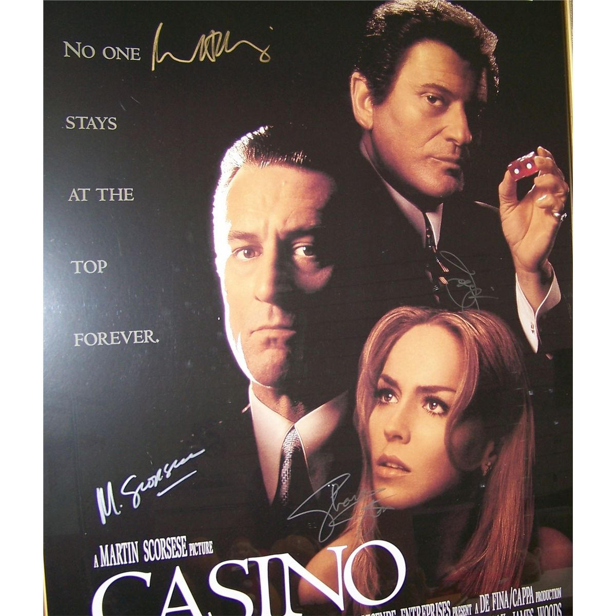 RARE SIGNED "CASINO" MOVIE POSTER W/ C.O.A , CUSTOM FRAMED.