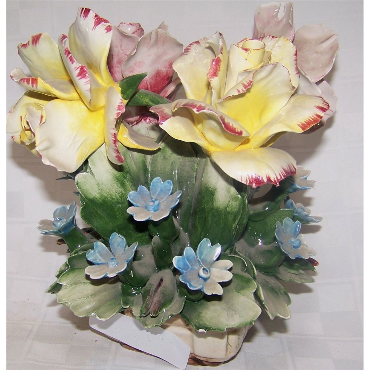 Vintage Capodimonte Floral Vase Made In Italy