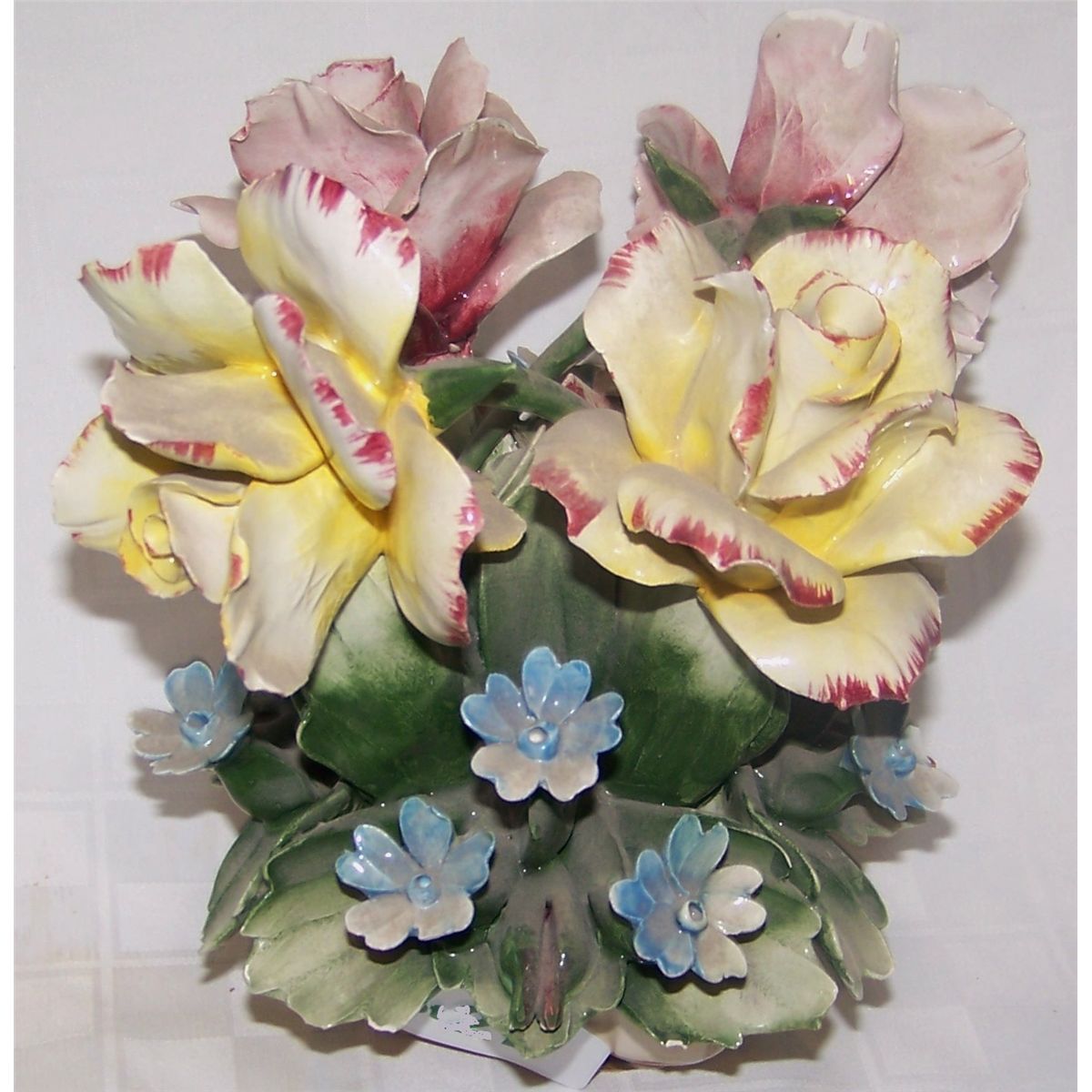 VINTAGE CAPODIMONTE FLORAL VASE, MADE IN ITALY.