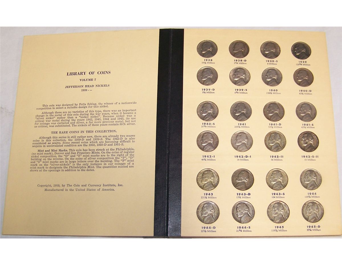 COMPLETE SET OF JEFFERSON NICKELS 19381965+ 1973 INCLUDING ALL SILVER