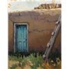 Shelby Keefe, Blue Door-Taos Pueblo, Oil on Canvas