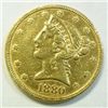 Image 1 : 1880 $5  gold  XF