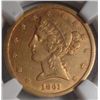 Image 2 : 1861  $5 Gold NGC XF clnd