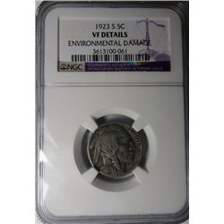 1923-S BUFFALO NICKEL NGC VF SAYS DAMAGE, JUST DARK, EST. $55.00-$65.00