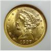 Image 2 : 1897 $5 LIBERTY GOLD COIN NGC MS-64 BEAUTIFUL!