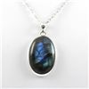 Image 1 : Beautiful Silver Pendant Labradorite Blue Fire Gemstone