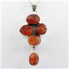 Image 1 : 81.ctw Red Orange Silver Pendant