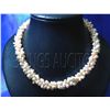 Image 2 : 3-Strand Twisted Rice Pearl Necklace Brass Clasp Peach