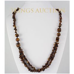 Natural 418.59ctw Handmade Tiger Eye Silver Necklace