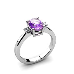 Amethyst 1.25 ctw Diamond Ring 14kt White Gold