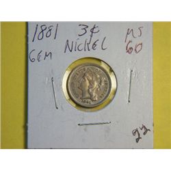1881 3 CENT NICKEL