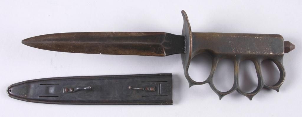 US 1918 LF C Fighting Knife With ScabbardSolid Brass Handle With 