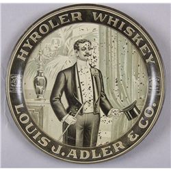 Original Tin Advertiser - Hyroler Whiskey"Louis J Adler & Co", depicting a well  dressed gentleman, 