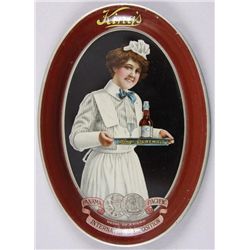 Original Tin Advertiser - King's Panama PacificServer, 6" oval , depicting a waitress. In  overall n