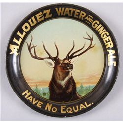 Original Tin Advertising Tray - Allouez WaterAllouez Water and Ginger Ale, change tray  depicting a 