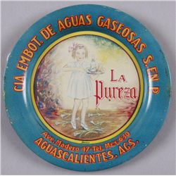 Original Tin Advertising Tray - La Puerza Alcohol4" round. In overall From the Peter Stein  Estate F