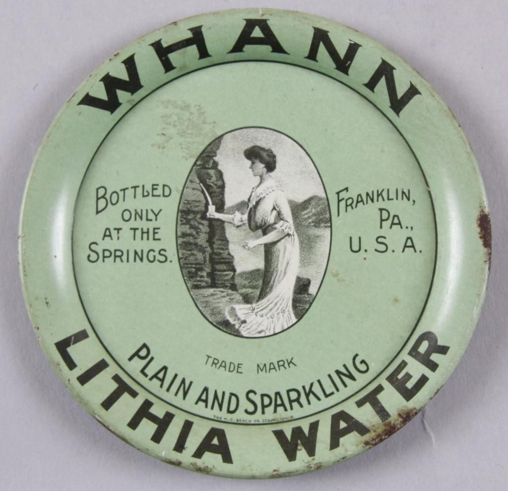 Original Tin Advertiser Whann Lithia Water"Plain and Sparkling