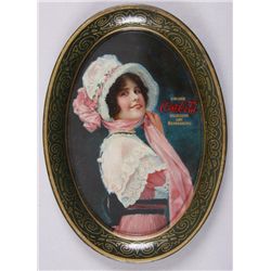 Original Tin Advertising Tray - Drink Coca-Cola"Delicious and Refreshing", depicting  maiden  named 