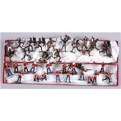 18 Cast Iron  & 16 African Cast Toy SoldiersZulu War Set 24ft Defending, in overall  excellent