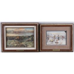 Collection of 2 Charles Russell Prints1 entitled "The Wolfers Camp", measures 9"x6  1/2"; and 1 "Buf