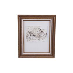 Original Pencil & Marker Landscape by Al NestlerSigned lower right hand corner, depicting a  country