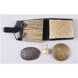 1934 Military Lot of 4 ItemsImperial Council session bristle brush in  case, a Calvary Buckle "CS" B
