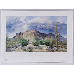 Print Entitled "Monsoon Season"by Charlotte Klinger, image measures 25  1/4"x14 3/4"
