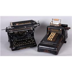 Underwood Black Manual TypewriterAnd Brroughs Series III Hand Crank  manual  calculator