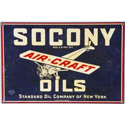 Collection of 3 Metal SignsIncluding 1 "Socony Oil" measures 18"x12", 1  "Graphinoil" measures 18"x9