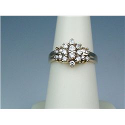 Brilliant 14K Yellow Gold Ladies Cluster RingFine set with 18 fine round brilliant cut  diamonds wei