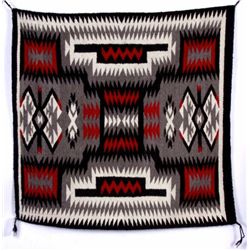 Navajo Geometric RugRed, gray, black, and cream, measures 36"x38  1/2", excellent overall condition.