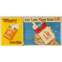 Collection of 4 Metal AdvertisersIncludes 1 "L&M Cigarettes" measures 24"x18",  1 "Sunrise Cigarette