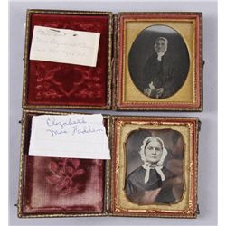 Collection of 2 Tin Types1 of Mrs Elizabeth Dean who dies in 1875 at  the age of 92, and 1 of Elizab