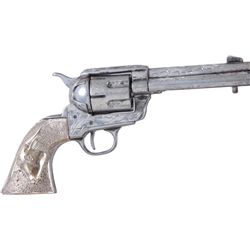 Display Prop Gun with Cast Bronze Gripsof a Colt single action. Grips shows raised  steer head on bo