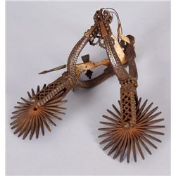 Spanish Large Rowel SpursRusty condition with silver decoration.