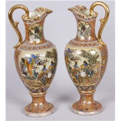 Pair of Satsuma Vases with Pheasant ScenesMeasure 17 1/2"H.