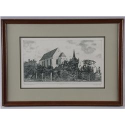 Etching Entitled "Nyibeattori Temple"Limited edition #5/100 by Chiztu Mikikly,  hand signed in penci