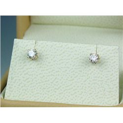Brilliant 14K Yellow Gold Ladies EarringsSet with 2 round brilliant cut diamonds  weighing approx 0.