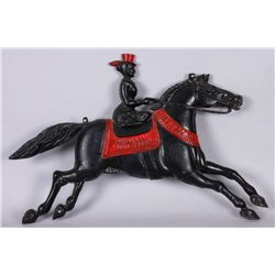 Cincinnati Stove Works Cast Iron Metal AdvertiserDepicting a lady on horseback, measures  38"x25", u
