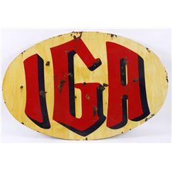 IGA Metal Advertiser SignMeasures 6ft x 4ft oval, unknown vintage,  metal sign with porcelain over, 