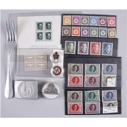 Huge Bonanza Lot of Germany MemorabiliaHitler youth buckle, a Swastika marked fork,  a 1938 Volkswag