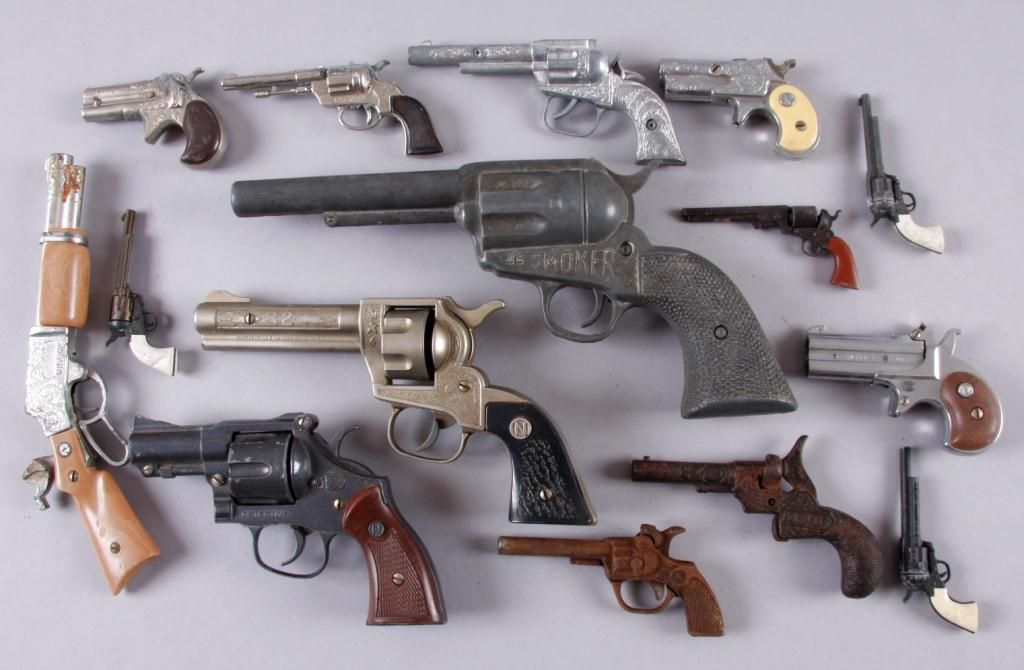Lot of 15 Antique Cap Guns(1) Antique "Novelty" Cap gun made of cast