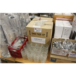 LARGE LOT OF GLASS ASHTRAYS AND CUPS