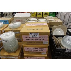 LARGE LOT OF IVORY SAUCERS